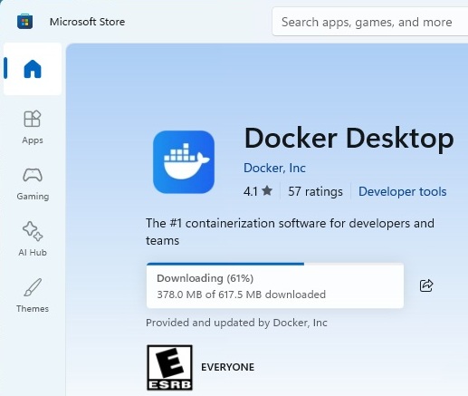Docker setup in MS Store